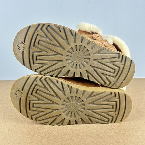 UGG Bailey Button Ankle Boots Womens 6 Chestnut Tan Suede Pull On Shearling - Picture 7 of 10